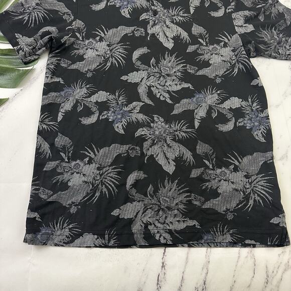 Travis Mathew Mens Polo Shirt Size S Gray Black Hawaiian Floral Tropical - Picture 5 of 12